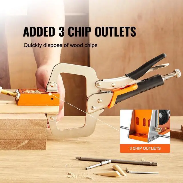 Alt view image 6 of 7 - Pocket Hole Jig Kit, 34 Pcs Pocket Hole Jig System with 11" C-clamp, Fixture, Step Drills, Wrenches, Drill Stop Rings, Square Drive Bits, Toolbox, Adjustable, for DIY Carpentry Projects