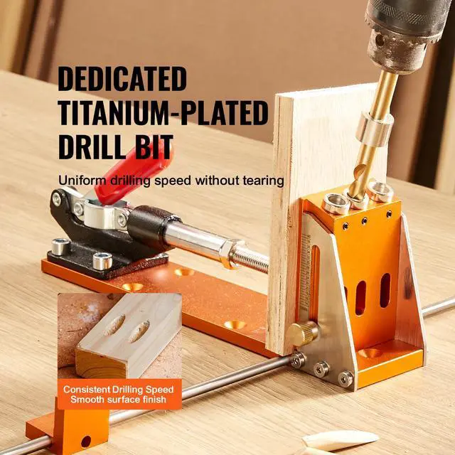 Alt view image 4 of 7 - Pocket Hole Jig Kit, 34 Pcs Pocket Hole Jig System with 11" C-clamp, Fixture, Step Drills, Wrenches, Drill Stop Rings, Square Drive Bits, Toolbox, Adjustable, for DIY Carpentry Projects