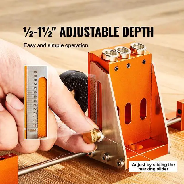 Alt view image 3 of 7 - Pocket Hole Jig Kit, 34 Pcs Pocket Hole Jig System with 11" C-clamp, Fixture, Step Drills, Wrenches, Drill Stop Rings, Square Drive Bits, Toolbox, Adjustable, for DIY Carpentry Projects