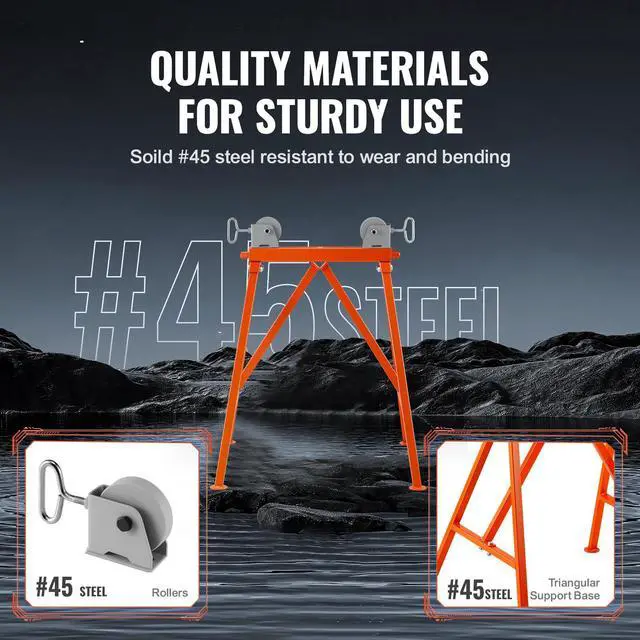 Alt view image 5 of 7 - Pipe Stand with Roller Head 2500 LBS Load for 2-36 inches Pipes 45# Steel