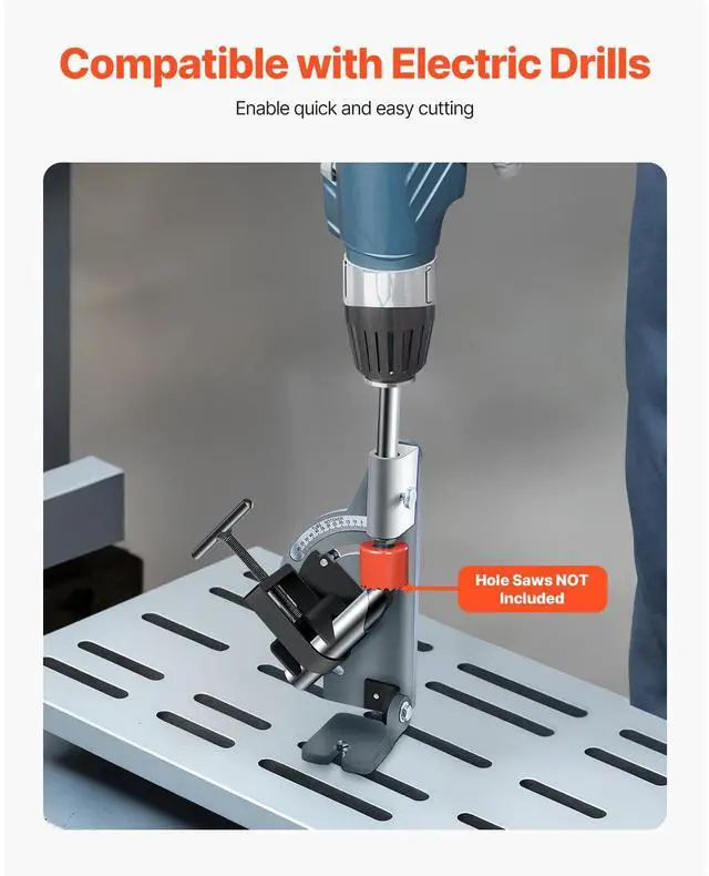 Alt view image 6 of 7 - Pipe Notcher, Tubing Notcher for 1/2 to 2-inch Pipes, Pipe & Tube Notcher with 0 to 60° Adjustable Angle for Metal, PVC, Wood Pipes, Ideal for Repair Shops, Home Projects, Metalworking