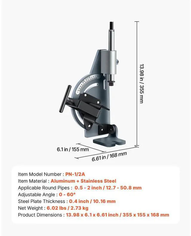 Alt view image 7 of 7 - Pipe Notcher, Tubing Notcher for 1/2 to 2-inch Pipes, Pipe & Tube Notcher with 0 to 60° Adjustable Angle for Metal, PVC, Wood Pipes, Ideal for Repair Shops, Home Projects, Metalworking