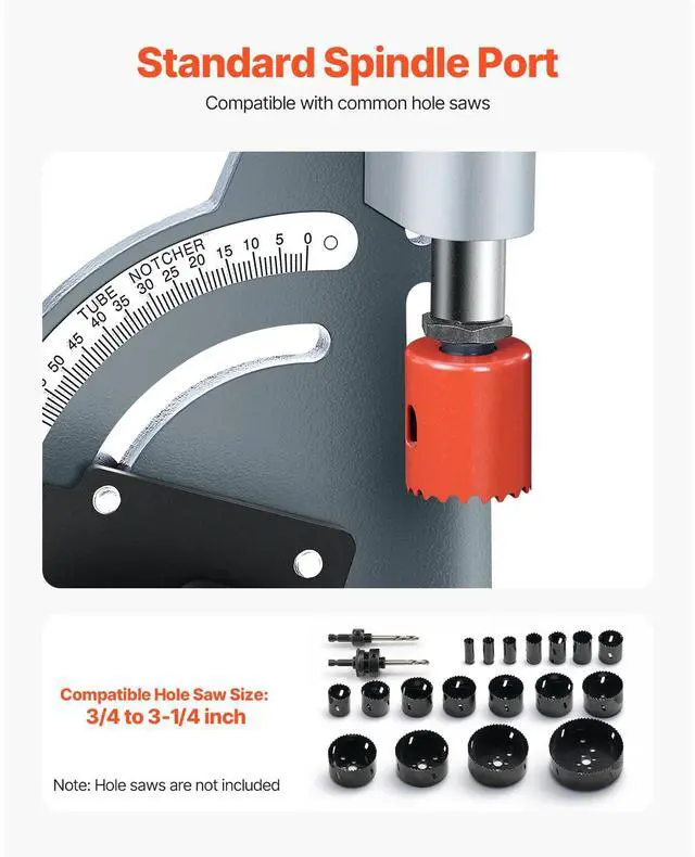 Alt view image 5 of 7 - Pipe Notcher, Tubing Notcher for 1/2 to 2-inch Pipes, Pipe & Tube Notcher with 0 to 60° Adjustable Angle for Metal, PVC, Wood Pipes, Ideal for Repair Shops, Home Projects, Metalworking