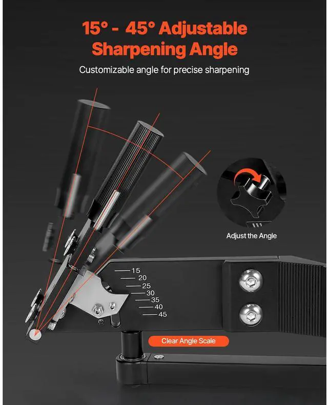Alt view image 4 of 7 - Lawn Mower Blade Sharpener, 15° - 45° Adjustable Lawnmower Blade Sharpening Tool with 4 Adapter Pins, Ball Bearing Design & 25mm Enlarged Handle, Compatible with Most Angle Grinders
