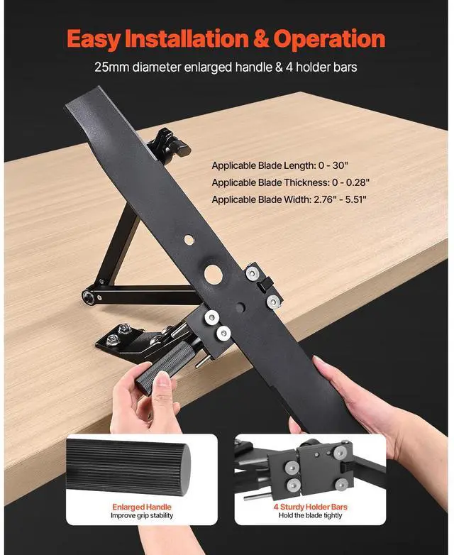 Alt view image 5 of 7 - Lawn Mower Blade Sharpener, 15° - 45° Adjustable Lawnmower Blade Sharpening Tool with 4 Adapter Pins, Ball Bearing Design & 25mm Enlarged Handle, Compatible with Most Angle Grinders