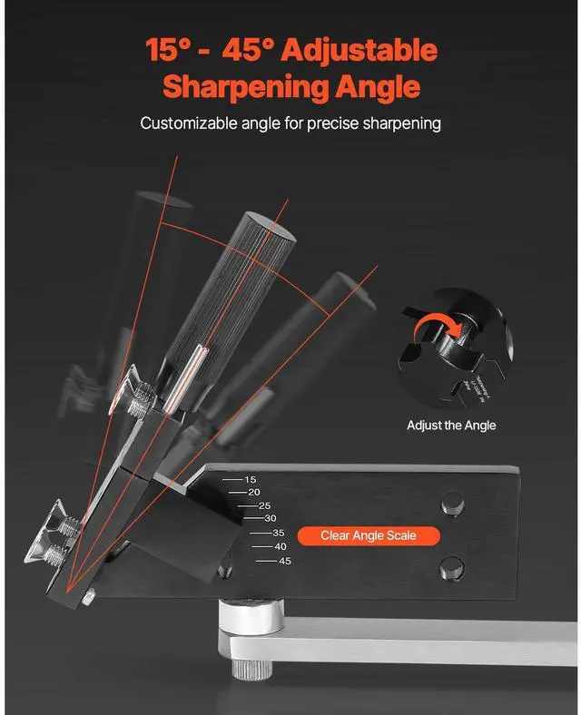 Alt view image 4 of 7 - Lawn Mower Blade Sharpener and Balancer, 15° - 45° Adjustable Lawnmower Blade Sharpening Tool with 4 Adapter Pins, Ball Bearings & 25mm Enlarged Handle, Compatible with Most Angle Grinders