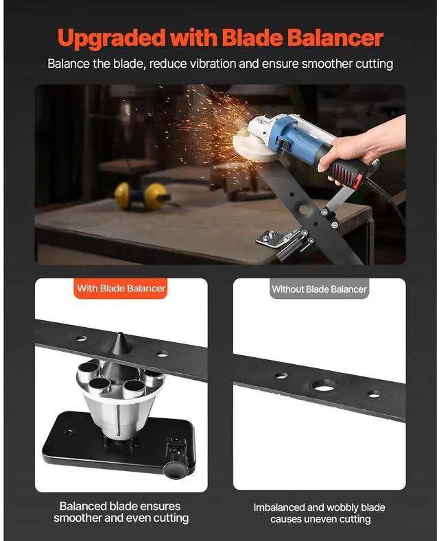 Alt view image 6 of 7 - Lawn Mower Blade Sharpener and Balancer, 15° - 45° Adjustable Lawnmower Blade Sharpening Tool with 4 Adapter Pins, Ball Bearings & 25mm Enlarged Handle, Compatible with Most Angle Grinders
