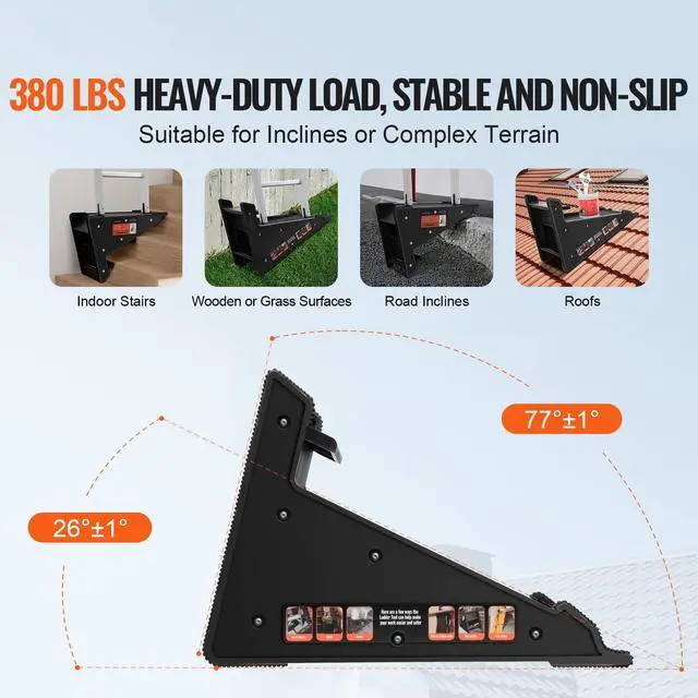 Alt view image 2 of 7 - Ladder Levler, 380lbs Load PP Ladder Leveling Tool, Pitch Hopper, Stair Ladder Stabilizer with Storage, Easy to Use Stable Platform for All Surfaces,Extension Ladder Accessory for Uneven Ground