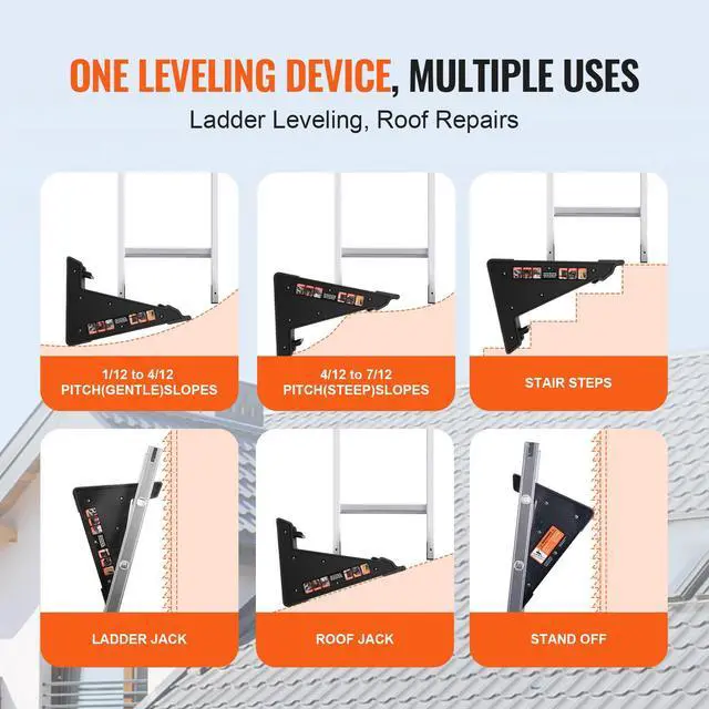 Alt view image 3 of 7 - Ladder Levler, 380lbs Load PP Ladder Leveling Tool, Pitch Hopper, Stair Ladder Stabilizer with Storage, Easy to Use Stable Platform for All Surfaces,Extension Ladder Accessory for Uneven Ground