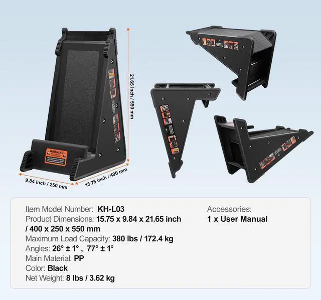 Alt view image 7 of 7 - Ladder Levler, 380lbs Load PP Ladder Leveling Tool, Pitch Hopper, Stair Ladder Stabilizer with Storage, Easy to Use Stable Platform for All Surfaces,Extension Ladder Accessory for Uneven Ground