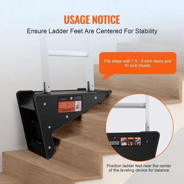 Alt view image 6 of 7 - Ladder Levler, 380lbs Load PP Ladder Leveling Tool, Pitch Hopper, Stair Ladder Stabilizer with Storage, Easy to Use Stable Platform for All Surfaces,Extension Ladder Accessory for Uneven Ground