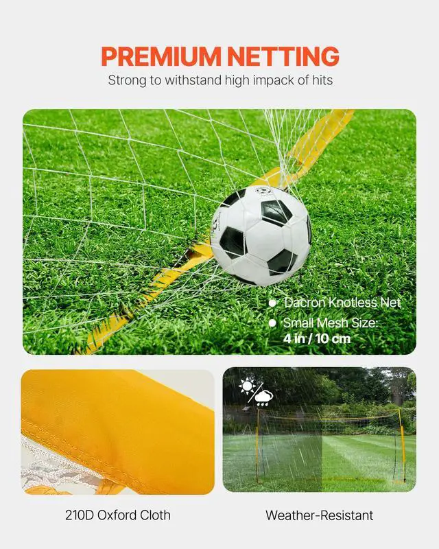 Alt view image 3 of 7 - Portable Soccer Goal, 12x6 ft Adults Kids Backyard Soccer Net, Large Practice Soccer Net, Steel Fiberglass Structure Training Goal Set, All-Weather Outdoor Soccer Goals with Carry Bag, Yellow