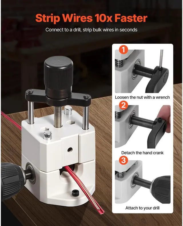 Alt view image 4 of 7 - Manual Wire Stripping Machine, 0.06-1 in, Portable Copper Stripper with Hand Crank or Drill Powered, 64Mn Quenched Blades, 45# Steel Rollers, ABS & PC Wire Peeler, for Scrap Copper Recycling