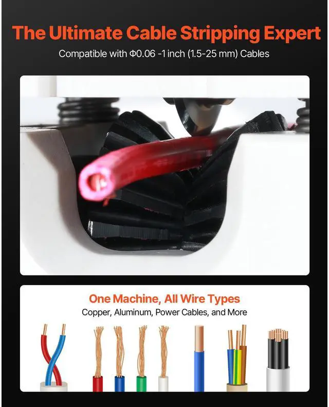 Alt view image 5 of 7 - Manual Wire Stripping Machine, 0.06-1 in, Portable Copper Stripper with Hand Crank or Drill Powered, 64Mn Quenched Blades, 45# Steel Rollers, ABS & PC Wire Peeler, for Scrap Copper Recycling