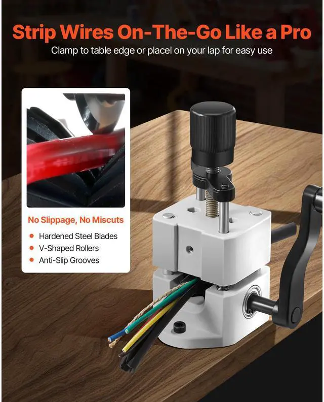 Alt view image 3 of 7 - Manual Wire Stripping Machine, 0.06-1 in, Portable Copper Stripper with Hand Crank or Drill Powered, 64Mn Quenched Blades, 45# Steel Rollers, ABS & PC Wire Peeler, for Scrap Copper Recycling