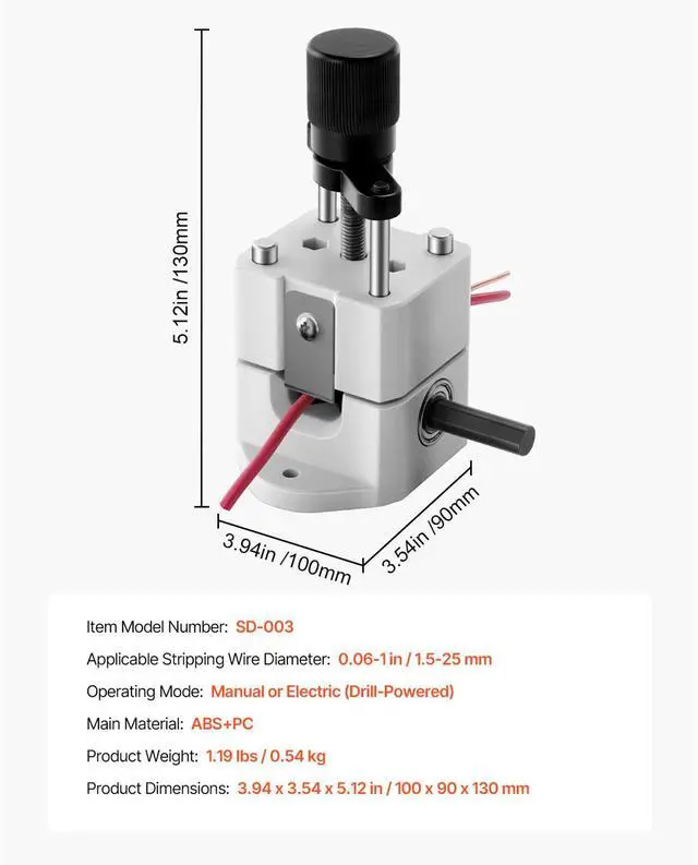 Alt view image 7 of 7 - Manual Wire Stripping Machine, 0.06-1 in, Portable Copper Stripper with Hand Crank or Drill Powered, 64Mn Quenched Blades, 45# Steel Rollers, ABS & PC Wire Peeler, for Scrap Copper Recycling