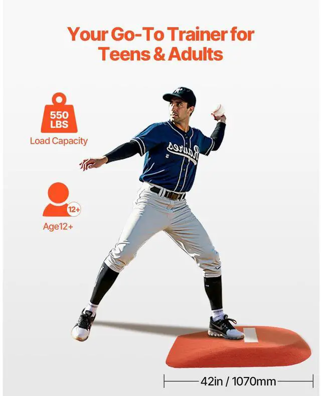 Alt view image 2 of 7 - Pitching Mound, Portable Baseball Game Mound, 42 in Indoor Outdoor Pitching Practice and Training Equipment, One-Piece Softball Pitching Aids with Antifade Turf and Pitching Rubber