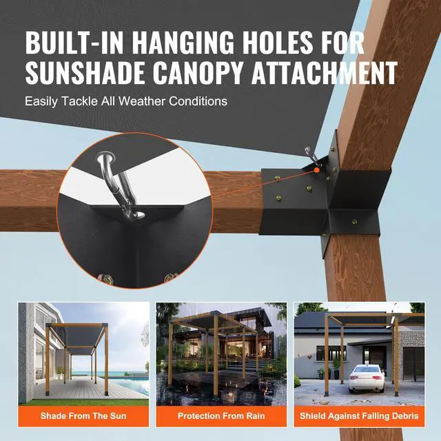 Alt view image 4 of 7 - Pergola Bracket Kit 4''x4''(Inner Size 3.6x3.6), 4pcs 3-Way Heavy Duty Corner Bracket Woodworks DIY Post Base Kit, Easy Installation Wooden Beams for Gazebos, Patio Pergolas, Log Cabin Outdoor