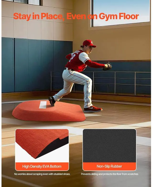 Alt view image 5 of 7 - Pitching Mound, Portable Baseball Game Mound, 42 in Indoor Outdoor Pitching Practice and Training Equipment, One-Piece Softball Pitching Aids with Antifade Turf and Pitching Rubber