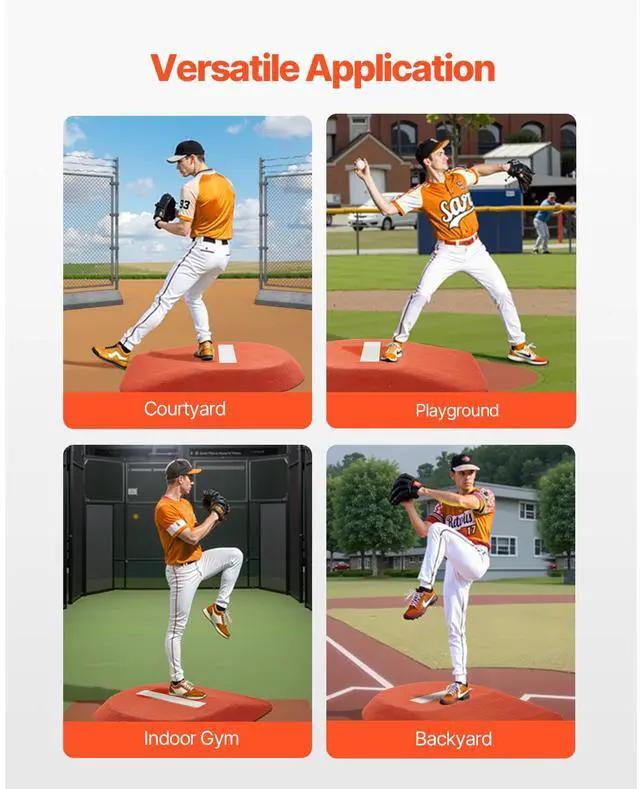 Alt view image 7 of 7 - Pitching Mound, Portable Baseball Game Mound, 42 in Indoor Outdoor Pitching Practice and Training Equipment, One-Piece Softball Pitching Aids with Antifade Turf and Pitching Rubber