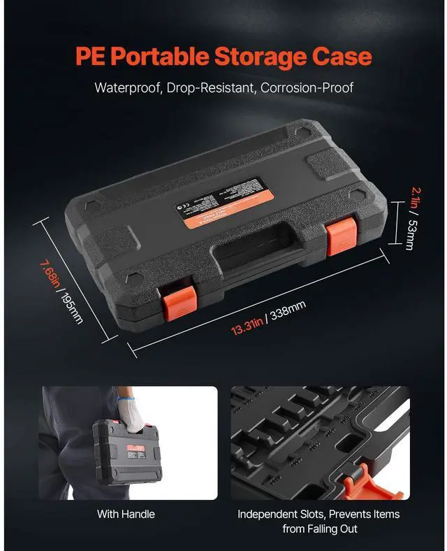 Alt view image 5 of 7 - Torx Bit Socket Set, 34-Piece Solid Star and Tamper Proof T6-T70, S2 Alloy Steel and Cr-V Steel, 1/4 in, 3/8 in, and 1/2 in Drives, with Enhanced Storage Case, Torx Sockets for Hand Use