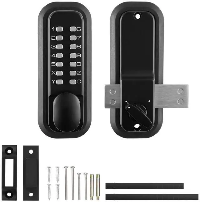 Main image of Mechanical Keyless Entry Door Lock, 14 Digit Keypad, Outdoor Gate Door Locks Set with Surface-mounted Latch, Water-proof Zinc Alloy, Keypad and Knob, Easy to Install, for Garden, Garage, Yard