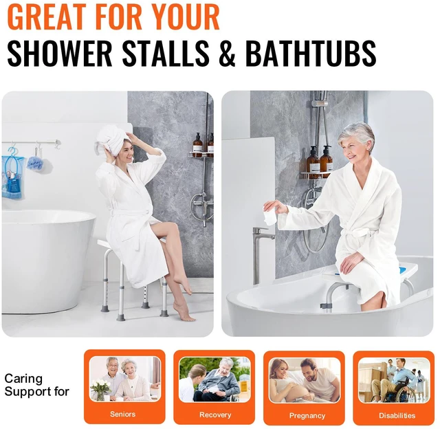 Alt view image 5 of 7 - Shower Chair, Adjustable Height Shower Stool, Shower Seat for Inside Shower or Tub, Non-Slip Bench Bathtub Stool Seat for Elderly Disabled Handicap, 350 LBS Capacity