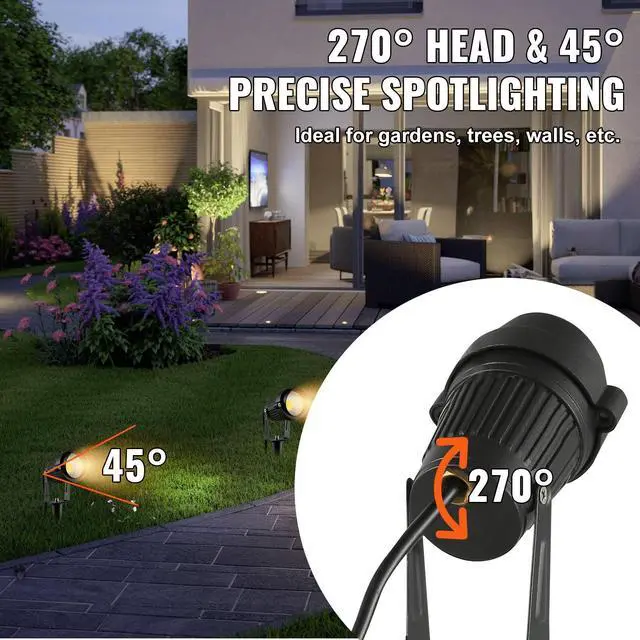 Alt view image 3 of 7 - Landscape Lighting, 6W Low Voltage LED Landscape Lights, IP66 Waterproof Landscape Spotlights Yard Lawn Garden Pathway Outdoor Lights 12V 24V 450LM Warm White 3000K (12 Pack with Connectors)