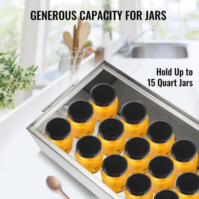 Alt view image 3 of 8 - Water Bath Canner, 15 Quart Stove Top Canner Pot, Boiling Water Canners with 2 Canning Racks, 304 Food Grade Stainless Steel Large Stock Pot, Flat Bottom Brushed Canner, Holds 15 Quart Jars
