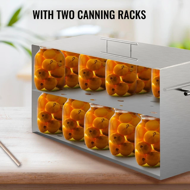 Alt view image 2 of 8 - Water Bath Canner, 15 Quart Stove Top Canner Pot, Boiling Water Canners with 2 Canning Racks, 304 Food Grade Stainless Steel Large Stock Pot, Flat Bottom Brushed Canner, Holds 15 Quart Jars