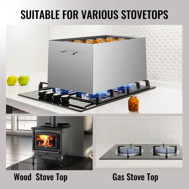 Alt view image 6 of 8 - Water Bath Canner, 15 Quart Stove Top Canner Pot, Boiling Water Canners with 2 Canning Racks, 304 Food Grade Stainless Steel Large Stock Pot, Flat Bottom Brushed Canner, Holds 15 Quart Jars