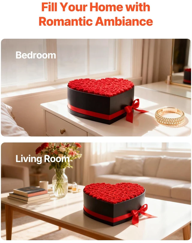 Alt view image 7 of 8 - VEVOR Forever Flowers, 100 Preserved Roses in a Heart Shape Box, Eternal Flowers Immortal Bouquet Birthday Present for Women Her Wife Mothers, Anniversary, Valentine's Day,Christmas, Red