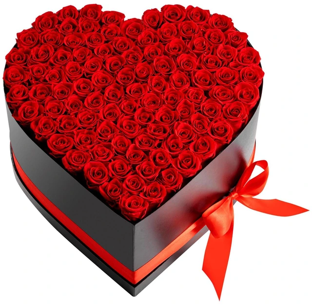 Alt view image 2 of 8 - VEVOR Forever Flowers, 100 Preserved Roses in a Heart Shape Box, Eternal Flowers Immortal Bouquet Birthday Present for Women Her Wife Mothers, Anniversary, Valentine's Day,Christmas, Red