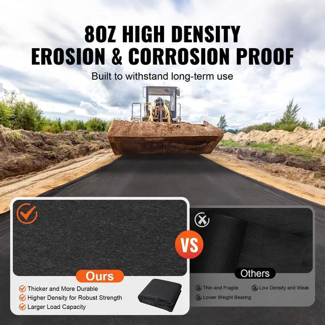Alt view image 4 of 7 - VEVOR Non-Woven Geotextile Fabric 10x100FT 8OZ Ground Cover Weed Control Fabric