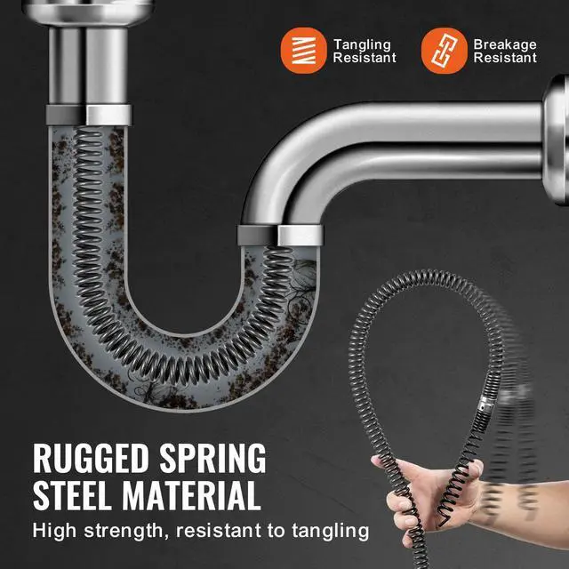 Alt view image 3 of 7 - Drain Cleaning Cable 100 FT x 5/8 Inch, Professional Sectional Drain Cleaner Cable with 7 Cutters for 0.8" to 3.9" Pipes, Hollow Core Sewer Drain Auger Cable for Sink, Floor Drain, Toilet