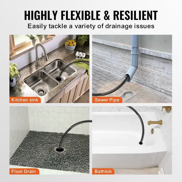 Alt view image 6 of 7 - Drain Cleaning Cable 100 FT x 5/8 Inch, Professional Sectional Drain Cleaner Cable with 7 Cutters for 0.8" to 3.9" Pipes, Hollow Core Sewer Drain Auger Cable for Sink, Floor Drain, Toilet