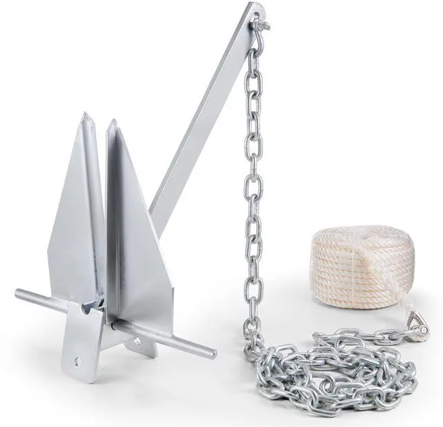 Main image of Fluke Style Anchor Kit, 13 LBS Hot-Dipped Galvanized Steel Fluke Anchor with 7.9' Chain, 101' Rope and Two 0.4" Shackles, Marine Boat Anchor for Small Vessels Under 30', Seas, Rivers and Shores