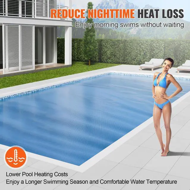 Alt view image 4 of 7 - Solar Pool Cover, 36 x 18 ft Rectangle Solar Blanket for Pools, Inground Above Ground Swimming Pool Solar Cover, 12 mil Solar Covers Blue