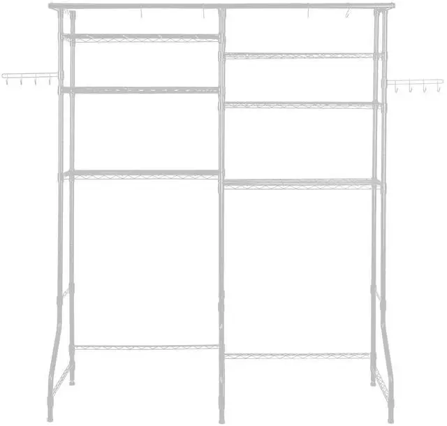 Main image of Over Washer and Dryer Storage Shelves, 6 Tiers Laundry Room Drying Rack with Hanger Rod and Hooks, Two Rows Adjustable Washer Shelves Space Saver, for Laundry Room Storage & Organization, White