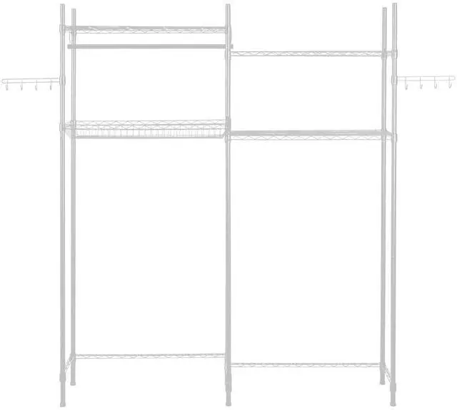 Main image of Over Washer and Dryer Storage Shelves, 4 Tiers Laundry Room Drying Rack with Hanger Rod and Hooks, Two Rows Adjustable Washer Shelves Space Saver, for Laundry Room Storage & Organization, White