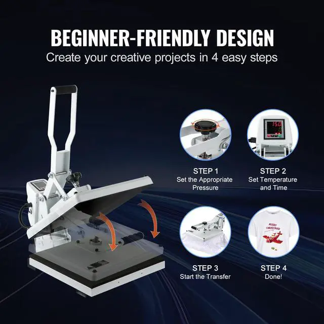 Alt view image 6 of 7 - Heat Press, Heat Press Machine for T-Shirt, Fast Heating, Power Digital Industrial Sublimation Printer for Heat Transfer Vinyl, High Pressure Heat Press 15x15, Easy to Use, White
