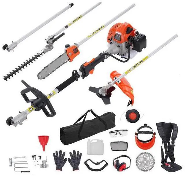 Main image of 33CC 6-in-1 Multi-Functional Trimming Tools, Gas Hedge Trimmer, Weed Eater, String Trimmer, Brush Cutter, Edger, Pole Saw Chainsaw Pruner with Extension Pole