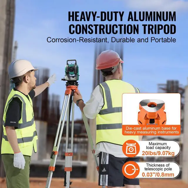 Alt view image 2 of 8 - Laser Level Tripod Stand, 5/8"-11 Thread Mount, 16.53-65.55 inch Height Adjustment Heavy Duty Survey Tripod for Construction Laser Level Scanner, Retractable Legs Non-Skid Feet Professional