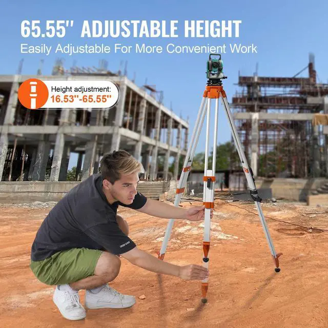Alt view image 3 of 8 - Laser Level Tripod Stand, 5/8"-11 Thread Mount, 16.53-65.55 inch Height Adjustment Heavy Duty Survey Tripod for Construction Laser Level Scanner, Retractable Legs Non-Skid Feet Professional