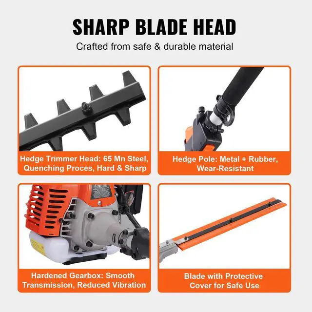 Alt view image 6 of 7 - 33CC 6-in-1 Multi-Functional Trimming Tools, Gas Hedge Trimmer, Weed Eater, String Trimmer, Brush Cutter, Edger, Pole Saw Chainsaw Pruner with Extension Pole