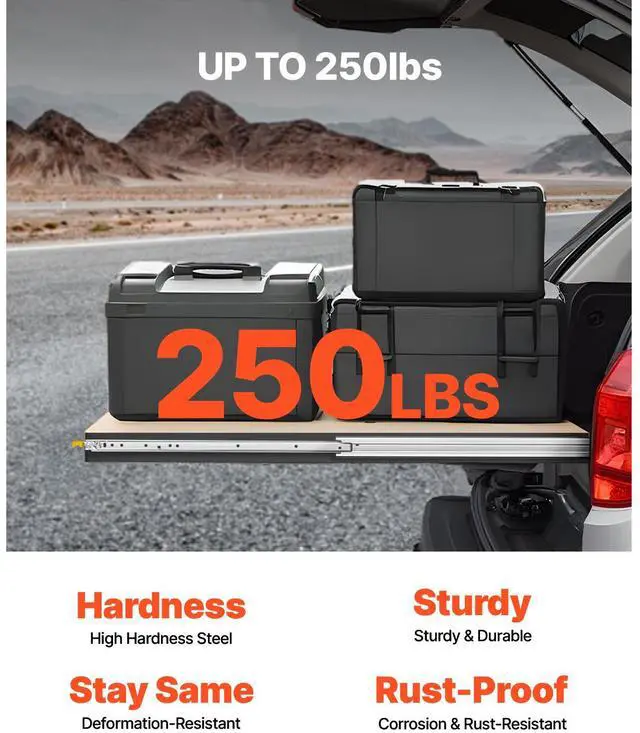 Alt view image 2 of 7 - Set of Two Drawer Rails, Sizes Ranging from 16 to 60 inches, 250 lbs Weight Limit, Locking Mechanism Included, Ball Bearing Side Mount Slide Rail