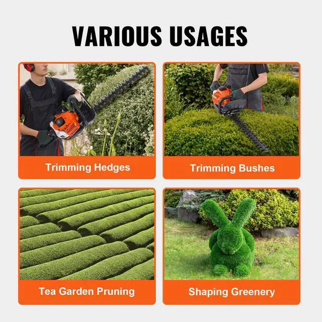 Alt view image 6 of 7 - 23.2-inch 26CC 2 Cycle Gas Hedge Trimmer, Gas Powered Handheld Hedge Trimmer with Dual Sided Dual Action Blade, 180° Adjustable Trimmer Head, Suitable for Trimming Shrubs, Low Bushes