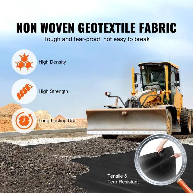 Alt view image 2 of 7 - VEVOR Driveway Fabric, 3x100FT Non Woven Geotextile Fabric for Landscaping, Heavy Duty Garden Weed Barrier Fabric, 4OZ Landscape Fabric, French Drains Drainage Fabric, Ground Cover Weed Control Fabric