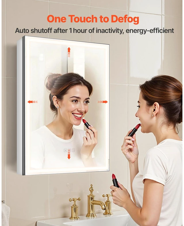 Alt view image 5 of 8 - Lighted Mirror Medicine Cabinet 20x28" Bottom Lighting Recessed Wall Mount
