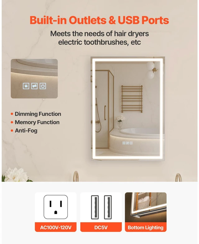 Alt view image 8 of 8 - Lighted Mirror Medicine Cabinet 20x28" Bottom Lighting Recessed Wall Mount